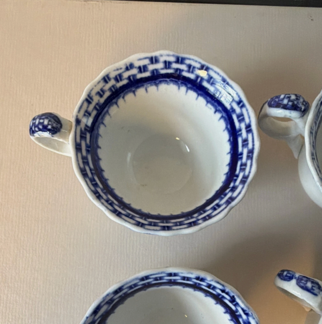 Antique Cauldon England Blue and White Demitasse Cups (set of 4)