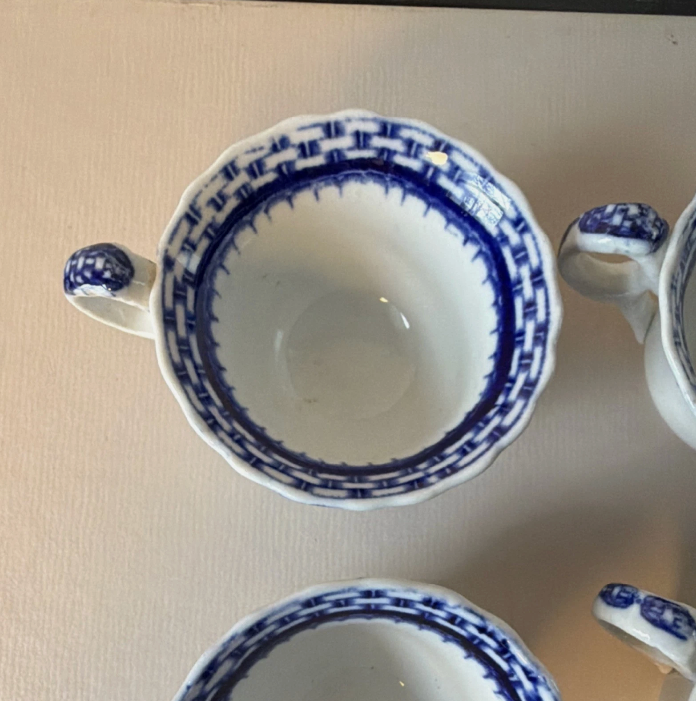 Antique Cauldon England Blue and White Demitasse Cups (set of 4)