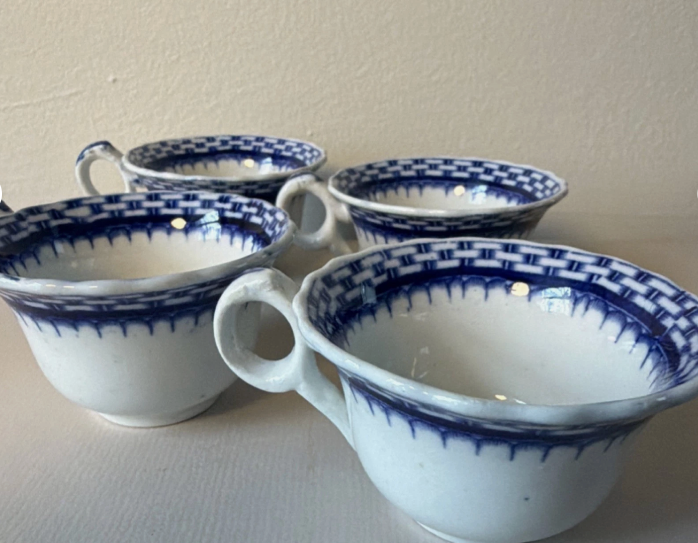 Antique Cauldon England Blue and White Demitasse Cups (set of 4)
