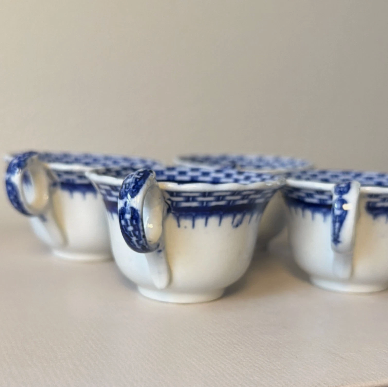 Antique Cauldon England Blue and White Demitasse Cups (set of 4)